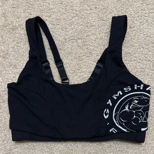 Gymshark Black Sports Bra with “worn look” Logo